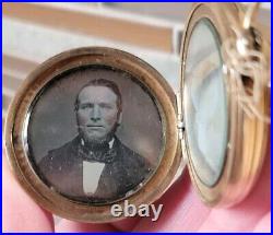 C1855 4 Daguerreotype Photographs In GF Locket / Pocket Watch Case LOOK! ID'd