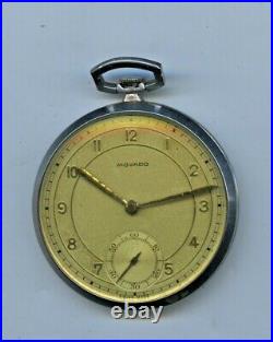 C1930's Movado Swiss Pocket Watch Nickel Case Initials 1939 Works Military Use