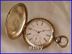 CIVIL WAR WALTHAM P. S. BARTLETT COIN SILVER HUNTER CASE 18s GREAT POCKET WATCH