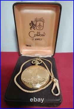 COLIBRI 17 JEWELS Swiss Full Hunter Pocket Watch, Case, Box And Chain Excl Cond
