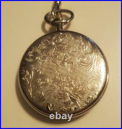 COLIBRI POCKET WATCH SILVER PLATED WITH GOLD MARKERS with chain & pocket knife