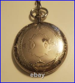 COLIBRI POCKET WATCH SILVER PLATED WITH GOLD MARKERS with chain & pocket knife