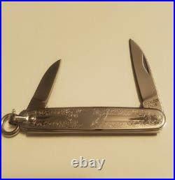 COLIBRI POCKET WATCH SILVER PLATED WITH GOLD MARKERS with chain & pocket knife