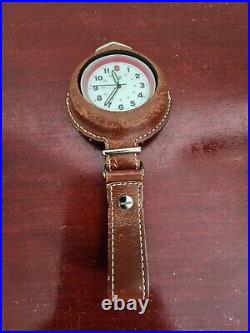 COLLECTIBLE SWISS ARMY POCKET WATCH. WithLEATHER CASE. BOX. SWISS MADE. WORKS