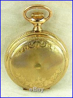 COLUMBUS POCKET WATCH 14K G. F. ENGRAVED CASE ENAMELED DIAL c. 1870
