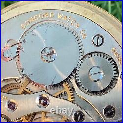 CONCORD WATCH SWISS 14K Gold Filled Pocket Watch 17 Jewels Keystone Case Works