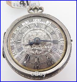 C. 1700 Pierre Tollot Silver Champleve Pair Cased Verge Pocket Watch