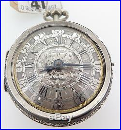 C 1700 Pierre Tollot Silver Champleve Pair Cased Verge Pocket Watch