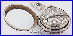 C. 1700 Pierre Tollot Silver Champleve Pair Cased Verge Pocket Watch