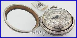 C 1700 Pierre Tollot Silver Champleve Pair Cased Verge Pocket Watch