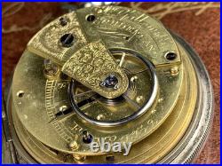 C. 1845 ANTIQUE SILVER CASE BRITTISH CHAIN DRIVE FUSEE POCKET WATCH Runs withKEY