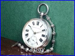 C. 1845 ANTIQUE SILVER CASE BRITTISH CHAIN DRIVE FUSEE POCKET WATCH Runs withKEY