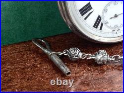 C. 1845 ANTIQUE SILVER CASE BRITTISH CHAIN DRIVE FUSEE POCKET WATCH Runs withKEY