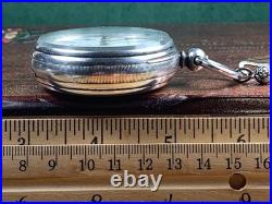 C. 1845 ANTIQUE SILVER CASE BRITTISH CHAIN DRIVE FUSEE POCKET WATCH Runs withKEY