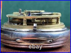 C. 1845 ANTIQUE SILVER CASE BRITTISH CHAIN DRIVE FUSEE POCKET WATCH Runs withKEY