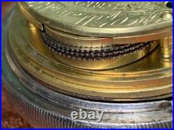 C. 1845 ANTIQUE SILVER CASE BRITTISH CHAIN DRIVE FUSEE POCKET WATCH Runs withKEY