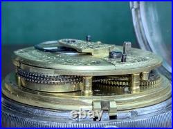 C. 1845 ANTIQUE SILVER CASE BRITTISH CHAIN DRIVE FUSEE POCKET WATCH Runs withKEY