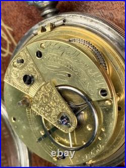 C. 1845 ANTIQUE SILVER CASE BRITTISH CHAIN DRIVE FUSEE POCKET WATCH Runs withKEY