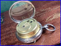 C. 1845 ANTIQUE SILVER CASE BRITTISH CHAIN DRIVE FUSEE POCKET WATCH Runs withKEY