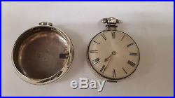C. 1846 sterling silver pair cased verge fusee pocket watch by D. Bowen alfreton