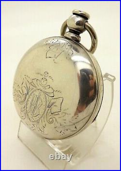 C. 1881 Sterling Silver 18s Waltham WM Ellery Key Wind Hunter Case Pocket Watch