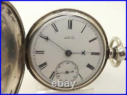 C. 1881 Sterling Silver 18s Waltham WM Ellery Key Wind Hunter Case Pocket Watch