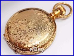 C. 1887 antique ILLINOIS HUNTING CASE POCKET WATCH with ORNATE CASE