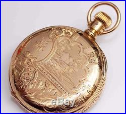 C. 1888 Ornate & Antique HAMPDEN HUNTING CASE Pocket Watch NEAR MINT CONDITION