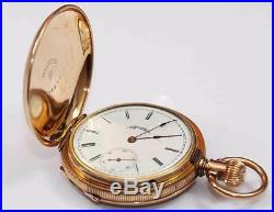 C. 1888 antique ELGIN HUNTING CASE POCKET WATCH with ORNATE CASE