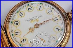 C. 1904 Waltham 18 size Hunting Case Pocket Watch with Very Fancy Porcelain Dial