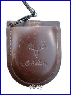 Cabela's Pocket Watch With Leather Case Japan Movement Black/Brown Outdoor Gear