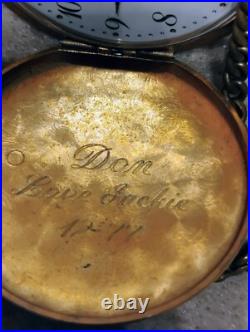 Caravelle Pocket Watch (with Fob) Hunter Case Swiss Made Not Running