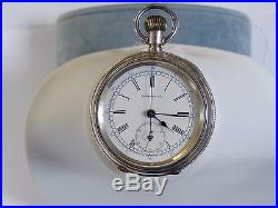 Centennial Chronograph Pocket Watch 900 Coin Silver Case Lever Set