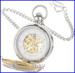 Charles Hubert 3846 Two-Tone Mechanical Picture Frame Pocket Watch