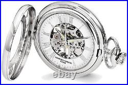 Charles Hubert Chrome-finish Skeleton Case Pocket Watch