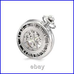 Charles Hubert Chrome-finish Skeleton Case Pocket Watch