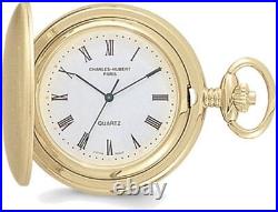 Charles Hubert Gold-Plated White Dial Pocket Watch