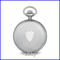 Charles Hubert Stainless Striped Case withShield Skeleton Pocket Watch