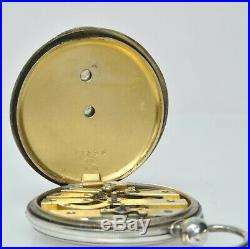 Chaux De Fonds Key Wind Swiss Pocket Watch In Sterling Case Fancy Castle Dial
