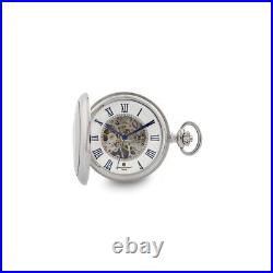 Chrome-finish Open Window Case Pocket Watch 0.6g L-14.5mm Christmas Gift for Her