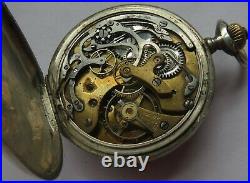 Chronograph Pocket Watch Open Face silver case some parts missing balance Ok
