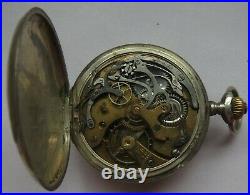 Chronograph Pocket Watch Open Face silver case some parts missing balance Ok