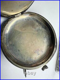 Chronograph pocket watch open face silver 0.800 case 50.8 mm sell as part