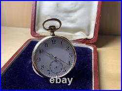 Circa 1918 Zenith 14k 585 Gold Cased Pocket Watch Running 17j 16s 20 Year