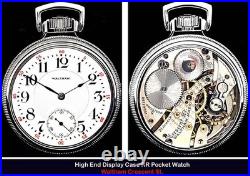 Clear Back Display Case 21 Jewels Pocket Watch Waltham Crescent St