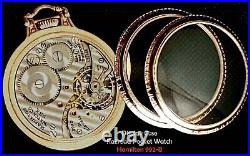Clear Back Gold Plated Case 16 Size Pocket Watch Hamilton 992-B Railway Special