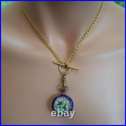 Cobalt Blue Guilloche Guilloche Enamel Swiss Pocket Watch Case & 14K Gold Filled