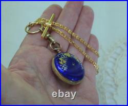 Cobalt Blue Guilloche Guilloche Enamel Swiss Pocket Watch Case & 14K Gold Filled