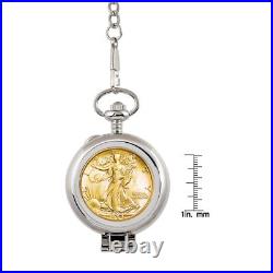 Coin Pocket Watch Skeleton Quartz Movement Silver Walking Liberty Half