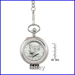 Coin Pocket Watch with Skeleton Quartz Movement 1964 Silver JFK Half Dollar